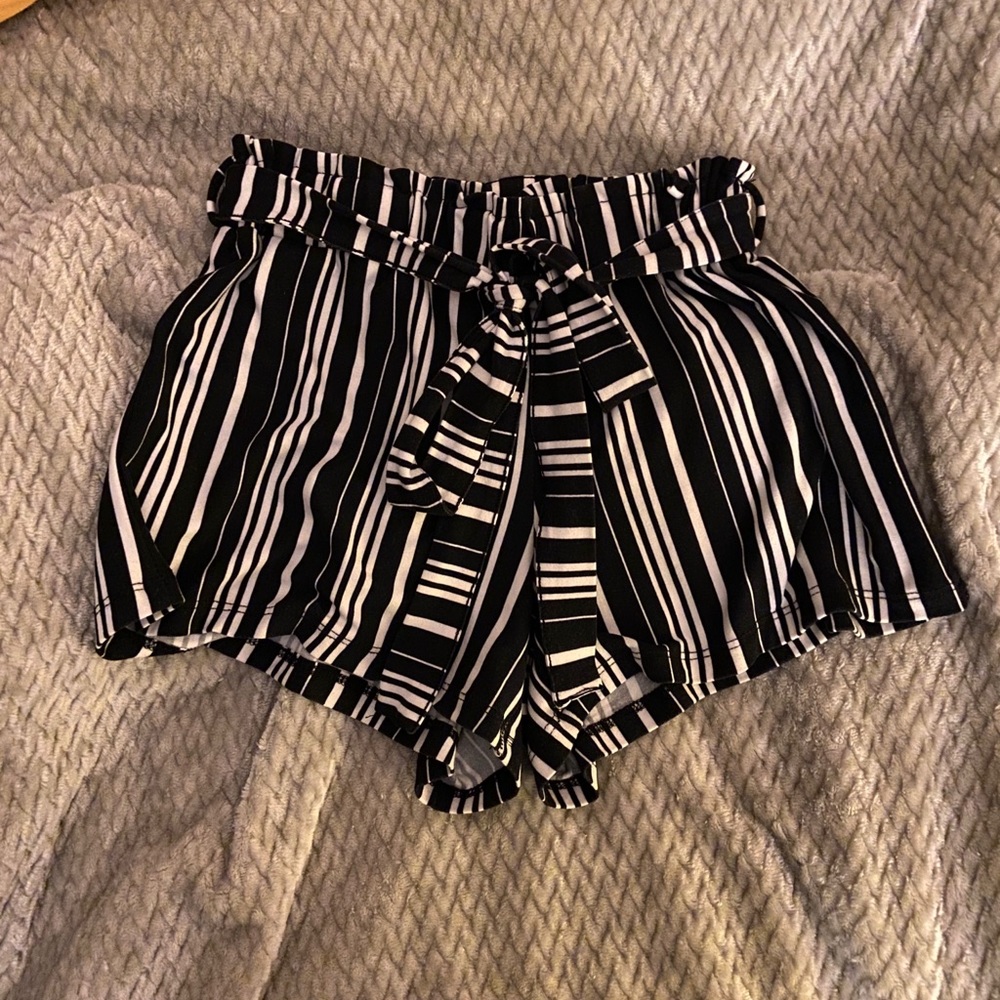 Striped paper bag shorts